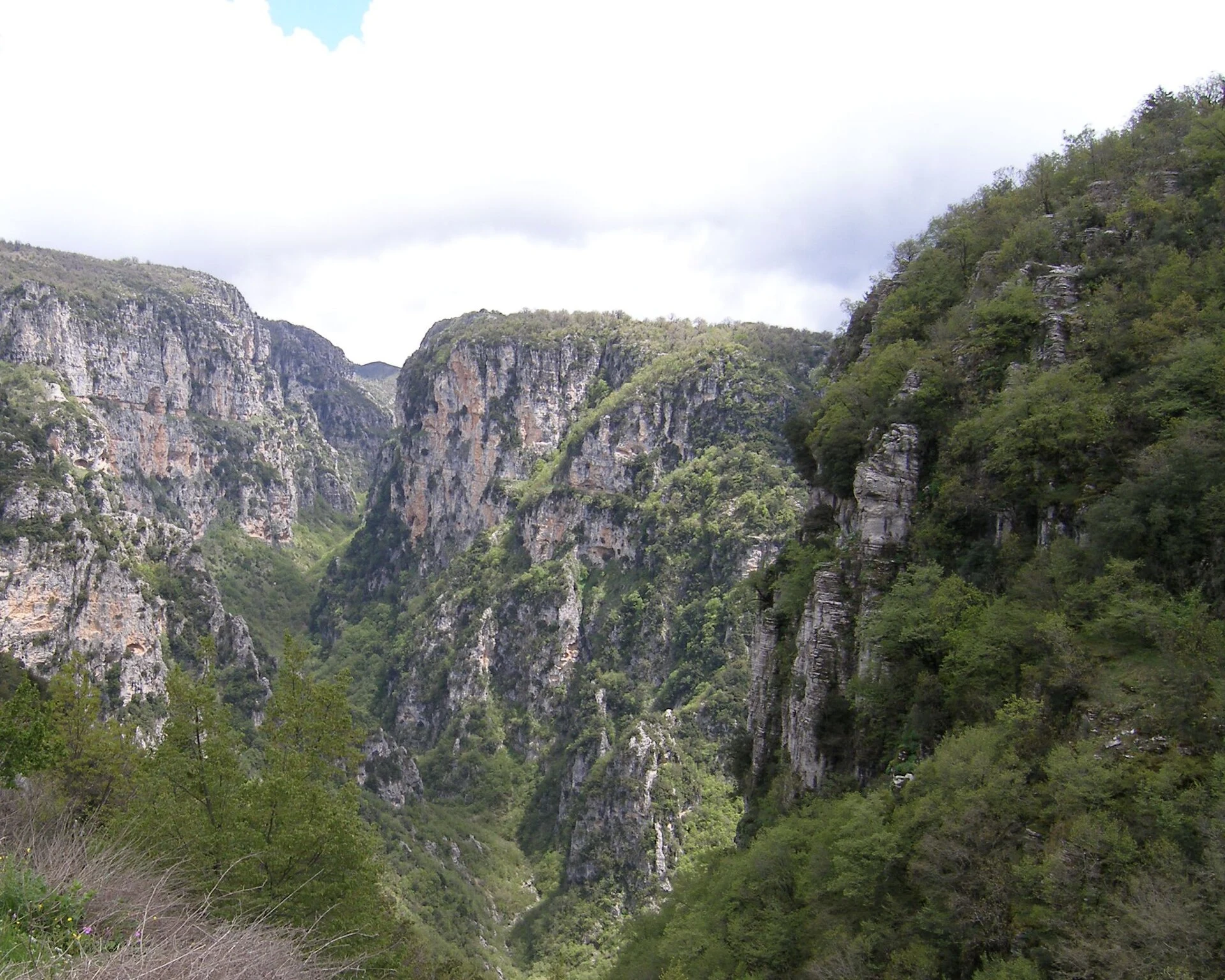 Calle empedrada y casas de piedra en Papingo, Zagori.