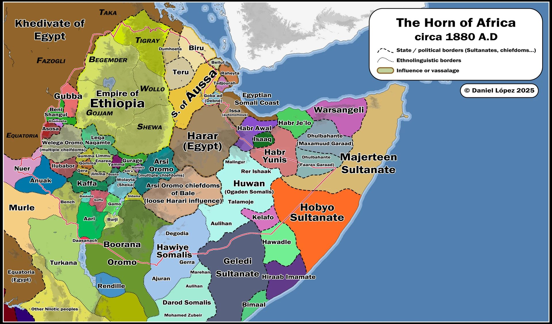 Atlas abierto en la región del Cuerno de África.