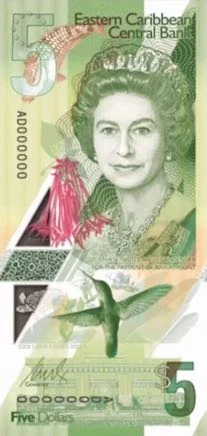 Moneda caribeña oriental (XCD) en billetes y monedas